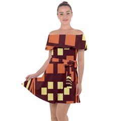 Abstract Pattern Geometric Backgrounds  Off Shoulder Velour Dress