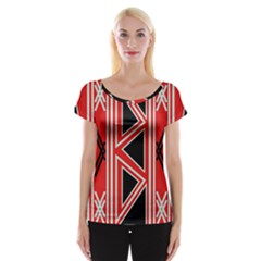 Abstract Pattern Geometric Backgrounds  Cap Sleeve Top by Eskimos