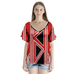 Abstract pattern geometric backgrounds  V-Neck Flutter Sleeve Top