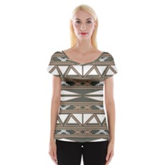 Abstract Pattern Geometric Backgrounds  Cap Sleeve Top by Eskimos