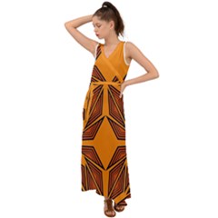 Abstract Pattern Geometric Backgrounds  V-neck Chiffon Maxi Dress