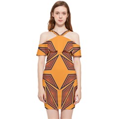 Abstract Pattern Geometric Backgrounds  Shoulder Frill Bodycon Summer Dress by Eskimos