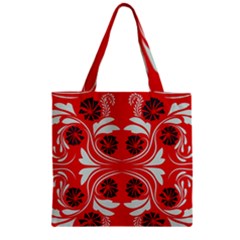 Folk flowers print Floral pattern Ethnic art Zipper Grocery Tote Bag