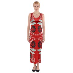 Folk flowers print Floral pattern Ethnic art Fitted Maxi Dress