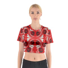 Folk flowers print Floral pattern Ethnic art Cotton Crop Top