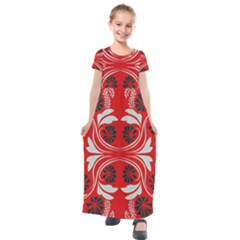 Folk flowers print Floral pattern Ethnic art Kids  Short Sleeve Maxi Dress