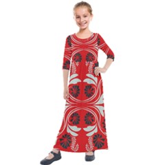 Folk flowers print Floral pattern Ethnic art Kids  Quarter Sleeve Maxi Dress