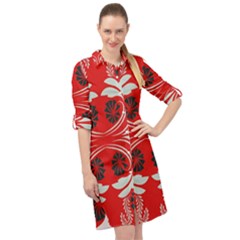 Folk flowers print Floral pattern Ethnic art Long Sleeve Mini Shirt Dress