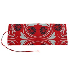 Folk flowers print Floral pattern Ethnic art Roll Up Canvas Pencil Holder (S)