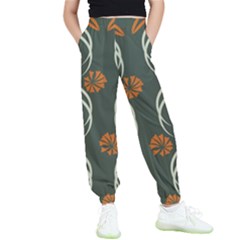 Folk Flowers Print Floral Pattern Ethnic Art Kids  Elastic Waist Pants by Eskimos