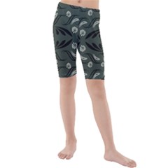 Folk Flowers Print Floral Pattern Ethnic Art Kids  Mid Length Swim Shorts by Eskimos