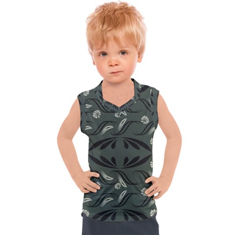 Folk Flowers Print Floral Pattern Ethnic Art Kids  Sport Tank Top by Eskimos