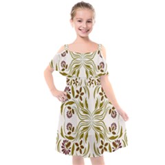 Folk Flowers Print Floral Pattern Ethnic Art Kids  Cut Out Shoulders Chiffon Dress by Eskimos