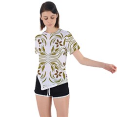 Folk Flowers Print Floral Pattern Ethnic Art Asymmetrical Short Sleeve Sports Tee by Eskimos