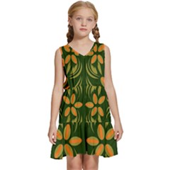 Folk Flowers Print Floral Pattern Ethnic Art Kids  Sleeveless Tiered Mini Dress by Eskimos