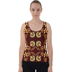 Folk Flowers Print Floral Pattern Ethnic Art Velvet Tank Top by Eskimos