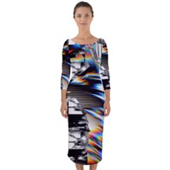 Rainbow Assault Quarter Sleeve Midi Bodycon Dress by MRNStudios