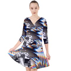 Rainbow Assault Quarter Sleeve Front Wrap Dress by MRNStudios