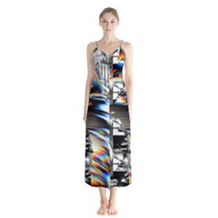 Rainbow Assault Button Up Chiffon Maxi Dress