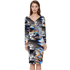 Rainbow Assault Long Sleeve V-Neck Bodycon Dress 