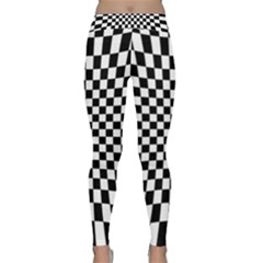 Illusion Checkerboard Black And White Pattern Classic Yoga Leggings by Nexatart