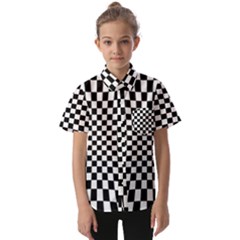 Illusion Checkerboard Black And White Pattern Kids  Short Sleeve Shirt