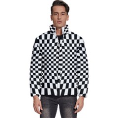 Illusion Checkerboard Black And White Pattern Men s Puffer Bubble Jacket Coat