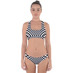 Illusion Checkerboard Black And White Pattern Cross Back Hipster Bikini Set by Nexatart