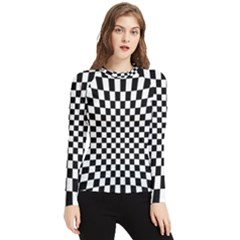 Illusion Checkerboard Black And White Pattern Women s Long Sleeve Rash Guard by Nexatart