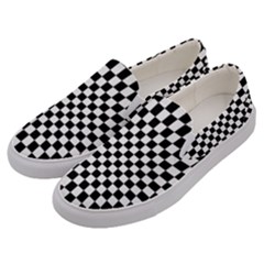 Illusion Checkerboard Black And White Pattern Men s Canvas Slip Ons