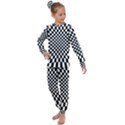 Illusion Checkerboard Black And White Pattern Kids  Long Sleeve Set  View1