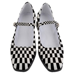 Illusion Checkerboard Black And White Pattern Women s Mary Jane Shoes