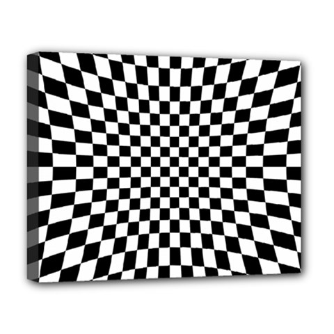 Illusion Checkerboard Black And White Pattern Deluxe Canvas 20  X 16  (stretched)