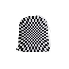 Illusion Checkerboard Black And White Pattern Drawstring Pouch (medium) by Nexatart