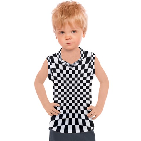 Illusion Checkerboard Black And White Pattern Kids  Sport Tank Top by Nexatart