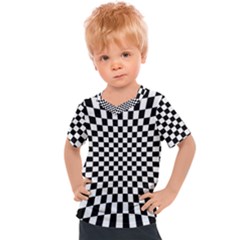 Illusion Checkerboard Black And White Pattern Kids  Sports Tee