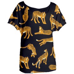 Seamless-exotic-pattern-with-tigers Women s Oversized Tee