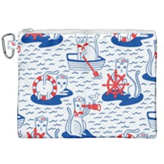Nautical Cats Seamless Pattern Canvas Cosmetic Bag (xxl)