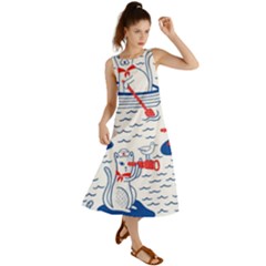 Nautical Cats Seamless Pattern Summer Maxi Dress by Jancukart