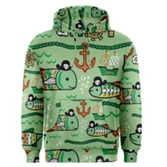 Seamless Pattern Fishes Pirates Cartoon Men s Core Hoodie by Jancukart