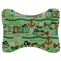 Seamless Pattern Fishes Pirates Cartoon Velour Seat Head Rest Cushion View1