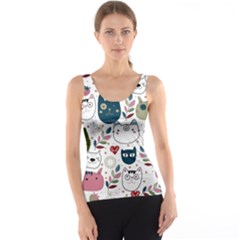 Pattern With Cute Cat Heads Tank Top by Jancukart