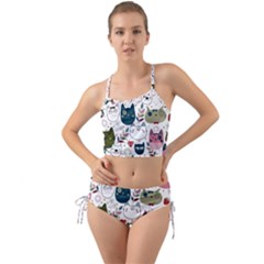 Pattern With Cute Cat Heads Mini Tank Bikini Set by Jancukart