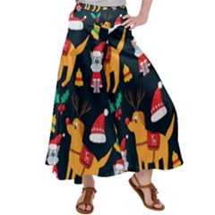 Funny Christmas Pattern Background Satin Palazzo Pants by Jancukart