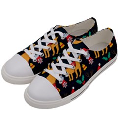 Funny Christmas Pattern Background Women s Low Top Canvas Sneakers