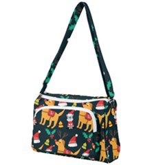 Funny Christmas Pattern Background Front Pocket Crossbody Bag