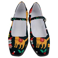 Funny Christmas Pattern Background Women s Mary Jane Shoes