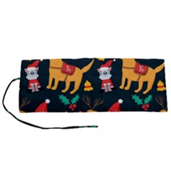 Funny Christmas Pattern Background Roll Up Canvas Pencil Holder (s)