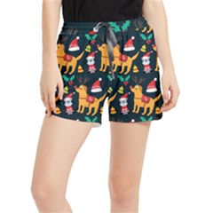 Funny Christmas Pattern Background Women s Runner Shorts