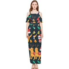 Funny Christmas Pattern Background Draped Sleeveless Chiffon Jumpsuit